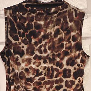 Calvin Klein Animal Print Sleeveless Mesh Top – Size XL